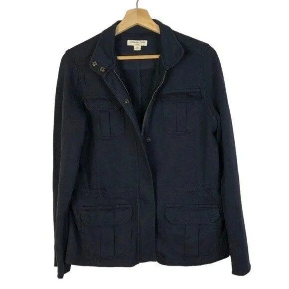 Coldwater Creek Navy Blue Full Zip Cotton Utility Jacket XS - Picture 1 of 3